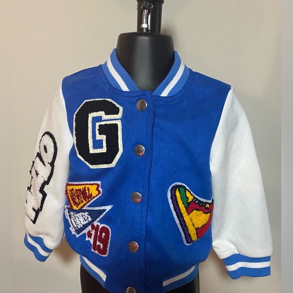 Baby Shein Blue Varsity Jacket Size 9-12 Months